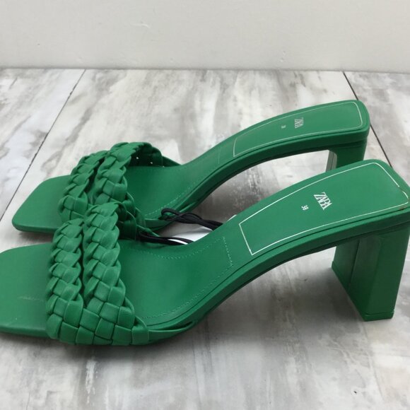 New Zara Kelly Green Woven Sandals 38 - Picture 10 of 10